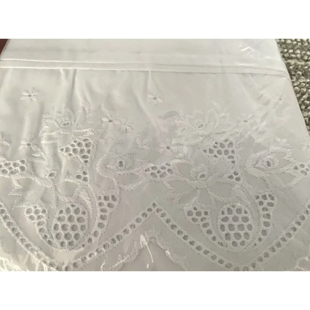 Fieldcrest Cannon VTG Sheet Waverly Non Iron Percale‎ Lace White Sheet Full HG1